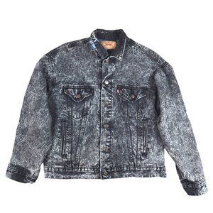 Vintage Levi's Black Acid Wash 80s 90s Perfect Fade Flannel Lined Large